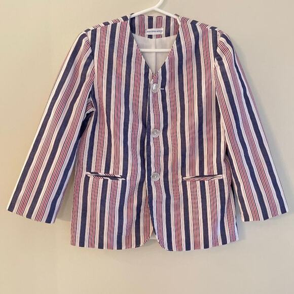 Vintage‎ Saks Fifth Avenue Stripe 3 Button Jacket/Blazer Size 7 - Picture 1 of 11